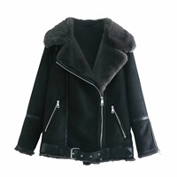 Veste bomber courte pour femme, printemps, fermeture éclair, écologique, 100% polyester, décoration en fausse fourrure tissée