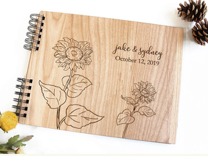 Libro de invitados funerario de madera personalizado con grabado de flores, libro conmemorativo personalizado para celebración de la vida de Vietnam - Product Image 3