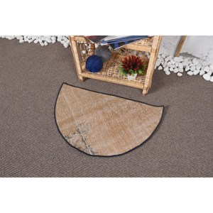 Tapis moderne en laine marron abstrait fait à la main Patchwork Jute Rectangle couloir Design pour entrée salon 2.5 X 1.5ft pour adolescents - Product Image 3