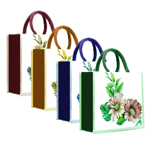 Sacs à provisions fourre-tout mode impression sacs de jute poche extérieure fabriqués en Inde Bengale occidental - Product Image 4