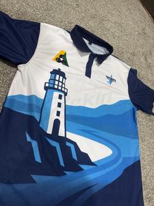 Manga corta de golf de rendimiento para hombres para Polos 100% poliéster tejido de punto rayas patrón 3D diseño de sublimación - Product Image 3