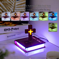 Cruz Flotante Magnética de Jesús Biblia Libro Levitatória Perfecta Elegancia Espiritual Ambiente de Dormitorio Magnético Levitante Colorida