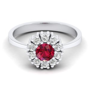 Bague de fiançailles REYES en argent sterling 925 avec moissanite certifiée GRA pour femme, coupe ronde, 0,5 carat, pierre précieuse rubis, bijoux fins - Product Image 1