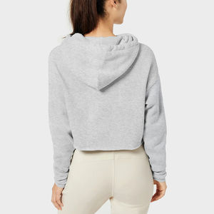 Haut court en molleton pour femmes de qualité supérieure sweats à capuche 100% coton impression personnalisée vêtements de rue d'hiver courts avec logo avant confortable et élégant - Product Image 2