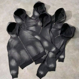 Lourd 500GSM lavage à l'acide pull à capuche pantalon de survêtement évasé personnalisé solide coton polaire survêtements Logo personnalisé marque privée - Product Image 2