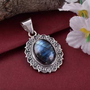 925 argent Sterling naturel Labradorite pendentif élégant Style Vintage à la main collier de pierres précieuses pour les femmes or bijoux cadeau - Product Image 3