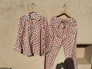 Vêtements de nuit pour femmes pyjama indien ample demoiselle d'honneur pyjama ensemble main bloc imprimé coton pyjama ensemble - Product Image 6