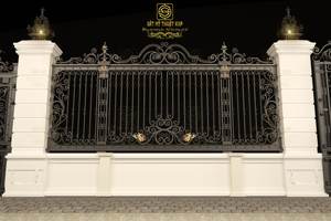 Clôture de jardin en fer forgé de luxe KHP, décoration ornementale artisanale pour les cours, revêtement en poudre de haute qualité, antirouille. - Product Image 4