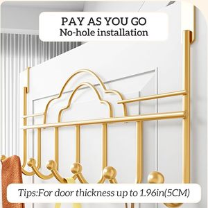 Over the Door <b>Hooks</b> <b>Wall</b> Mount Towel Hanger Towel Rack <b>for</b> Bathroom Towel Holder With Metal Cloud Gold - Product Image 5