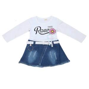 Robe à manches longues pour filles - Blanche - Product Image 1