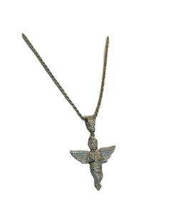 Colgante de Ángel Bebé de Moissanita para Hombre y Mujer, Plata de Ley 925 Sólida, Diseño de Manos en Oración de Querubín, Acabado en Rodio o Oro de 14K - Product Image 2