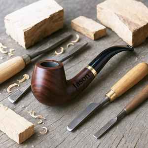 Pipa de Madera Hecha a Mano con Acabado Liso, Pipa de Fumar de Primera Calidad para Tabaco y Cigarros - Product Image 5