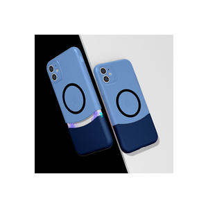 Funda Protectora Doble Azul Marino Netzy para MagSafe, Funda de Silicona Compatible con iPhone 11 Plus, Anti-Huellas Dactilares - Product Image 1