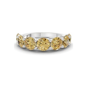 Bague intemporelle en or massif 14 carats avec diamant de laboratoire jaune citron rond de 1,00 ct TW, couleur jaune citron, clarté VS, 7 diamants brillants - Product Image 3