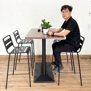 CBCF199 Industrial Design 1.2m <b>Bar</b> <b>Table</b> and 4 Iron Chairs with Backrests <b>Bar</b> Set - Product Image 6