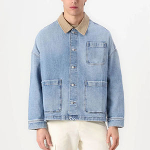 Chaqueta de Mezclilla de Algodón de Alta Calidad para Hombre, Chaqueta de Mezclilla Moderna al por Mayor, Servicio de Logotipo de Marca Personalizado con Costuras Reforzadas - Product Image 1