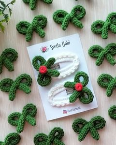 Accesorios para el cabello de ganchillo Horquilla de hilo de algodón suave Regalo de Navidad festivo para niños y damas Hecho en Vietnam - Product Image 6