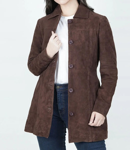 Ventes en gros de manteaux en cuir véritable pour femmes, mi-longs, personnalisables, respirants, ajustables, de haute qualité, vêtements d'extérieur tendance - Product Image 1