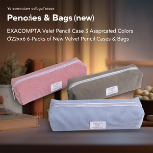 Estuche para Lápices de Terciopelo EXACOMPTA, 3 Colores Surtidos, 22x6x6, Paquete de 6 Estuches y Bolsas de Terciopelo Nuevos - Product Image 3