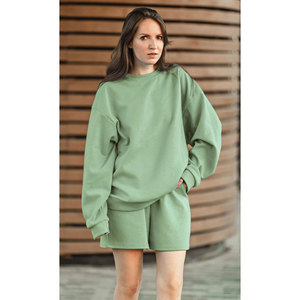 Fabricantes de ropa de mujer personalizada Conjuntos de 2 piezas de sudadera y pantalones cortos Conjuntos de mujer de la mejor calidad 2025 - Product Image 1