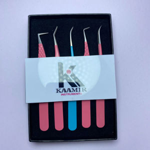 Professionnel 5pcs Rose En Acier Inoxydable Extension De Cils Pince À Épiler Ensemble OEM ODM En Gros avec Différents Conseils Kit - Product Image 1