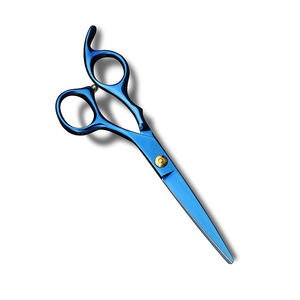 Ciseaux de coupe de cheveux de haute qualité Shine Blue Color Razor Edge Outils de coupe de cheveux avec vis réglable Ciseaux à poignée droite - Product Image 3
