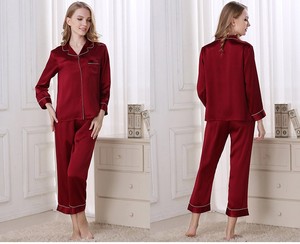 Pyjama court d'été personnalisé pour femmes, vêtements de nuit, imprimé floral, luxe, piping contrasté, pyjama en satin pour femmes, ensemble - Product Image 6