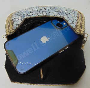 Wholesale Silver Wedding Party Ladies Elegant Flap Metal Clutch Indian Ethnic Mosaic Clutch From Delhi - Product Image 6