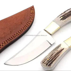 Mini couteau de chasse en acier inoxydable 416Se forgé à la main avec manche en bois de cerf Couteau de camping en plein air Couteau de survie