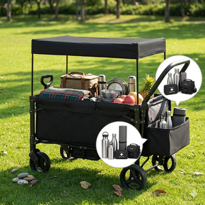 Wholesale All-Terrain <strong>Folding</strong> Camping <strong>Wagon</strong> with Canopy <strong>Heavy</strong> <strong>Duty</strong> 100kg Capacity Collapsible Outdoor Utility <strong>Beach</strong> Cart - Product Image 1