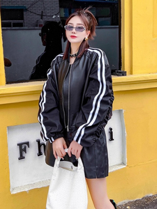 Chaqueta de Moda para Mujer, Estilo Retro Hip-Hop, Estampada, de Manga Larga, Estilo Motociclista, para Otoño e Invierno, Ropa Deportiva con Solapa - Product Image 6