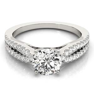 Round Cut Diamond <b>Split</b> Shank Style Engagement <b>Ring</b> For Women - Product Image 1