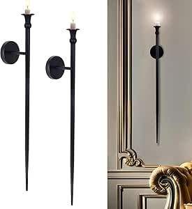 Luxury Matte Black Metal Iron Wall Mounted Taper <b>Candle</b> <b>Sconce</b> Holder Set For High End Home Hotel Wedding Decor Wholesale - Product Image 5
