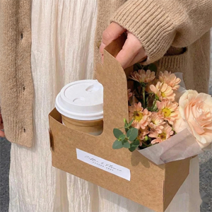 Gobelets à café à emporter au prix d'usine avec logo, emballage en papier kraft, porte-gobelet à <span class=keywords><strong>fleurs</strong></span> pour café à emporter - Product Image 1