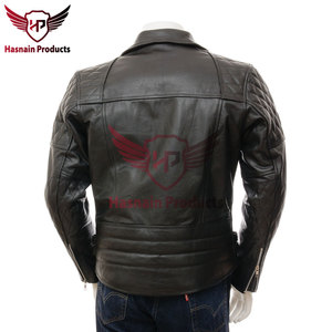 Chaqueta de Motociclista de Cuero Genuino para Hombre, Chaqueta de Moto Negra con Cierre Asimétrico y Hombros Acolchados - Product Image 4