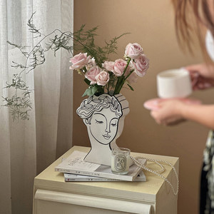 <span class=keywords><strong>Vase</strong></span> Moderne en Céramique en Forme de Tête de Déesse Grecque, <span class=keywords><strong>Vase</strong></span> à Fleurs Décoratif, Décoration Nordique pour la Maison, Pot de Fleurs - Product Image 4