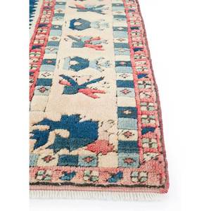 Tapis en laine noués à la main Nuray Blue Pae-893 pour salon, chambre à coucher - Motif médaillon rectangulaire, patchwork diamanté, couloir disponible - Product Image 4