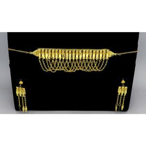 Ensemble de bijoux Khanaqi avec collier et boucles d'oreilles, plaqué or, bijoux de haute qualité, collier de mode, bijoux arabes pour femmes - Product Image 1