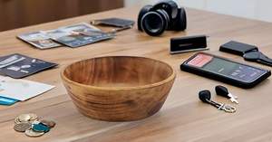 Bol décoratif de service en bois de mangue pour fruits secs chips Table basse comptoir affichage bol à clés vaisselle - Product Image 3