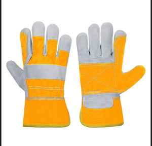 ถุงมือหนังสองชั้นสำหรับใช้ในอุตสาหกรรมถุงมือผ้าฝ้ายเนื้อนุ่มระบายอากาศได้ดีทนทานป้องกันการลื่น - Product Image 3