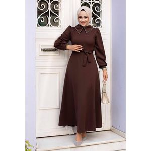 เดรสฮิญาบแขนเสื้อสีน้ำตาล - Product Image 2