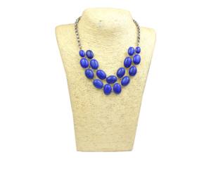 Collier pendentif de forme ovale fait main avec pierre précieuse lapis plaquée argent oxydé fantaisie et tendance pour la fête de fiançailles des dames - Product Image 1