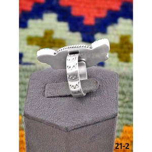 Bague ajustable artisanale en turquoise émeraude de la Vallée du Sud-Ouest et argent sterling, avec technologie d'incrustation à sertissage clos, idéale pour un cadeau - Product Image 3