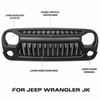 Grille avant noire Wind Winner avec cinq fenêtres à feux de positionnement ambre pour Jeep Wrangler JK