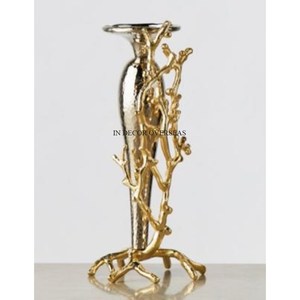 <b>Hammered</b> Texture Silver Shiny Polished And Gold Plated Unique Fancy Designer Superior Quality Metal Candle <b>Holder</b> In Best Price - Product Image 1