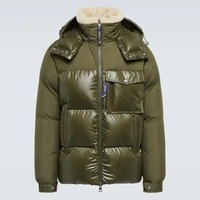 Veste matelassée à capuche pour homme RTS, couleur vert olive, avec doublure en fourrure, coupe-vent, en duvet, décontractée, pour l'hiver, coupe régulière, fermeture éclair, CP-MPJ-17