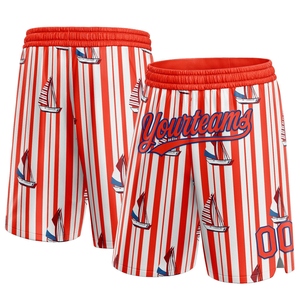 Pantalones cortos de baloncesto Industrie Direct Engro Sportswear Custom Orange Royal 3D Pattern Veleros Pantalones cortos de baloncesto auténticos - Product Image 1