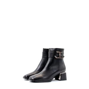Stivali classici da donna con tacco spesso con fibbia in vera pelle di lana - Product Image 6