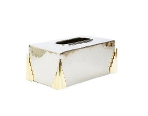 Elegante cubierta decorativa de caja de pañuelos de latón y acero para mesa inteligente y doméstica disponible para venta a granel desde India - Product Image 1