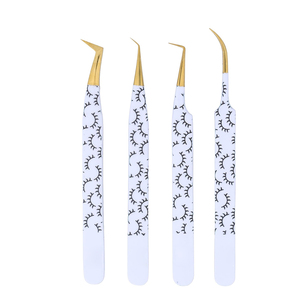Pinzas para pestañas de acero inoxidable impresas con logotipo personalizado, pinzas para extensiones de pestañas con etiqueta privada - Product Image 1